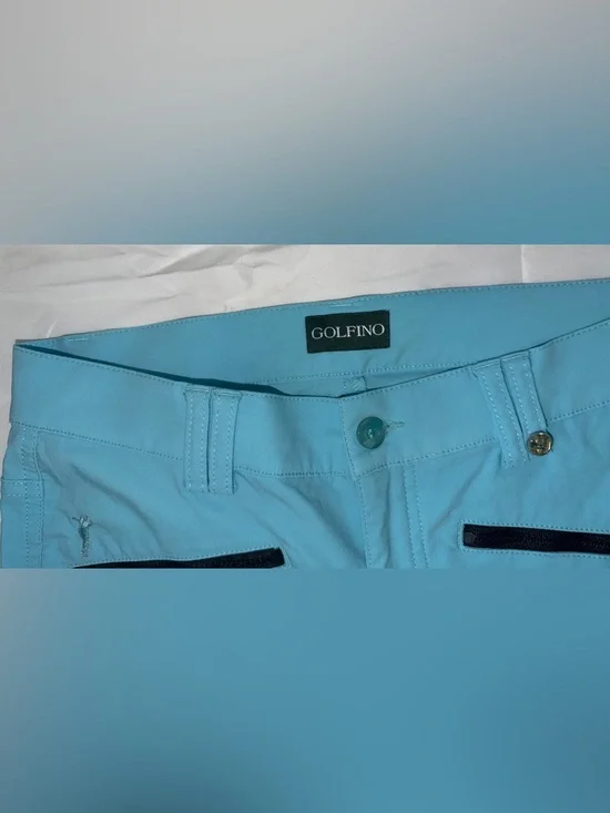 Golfino Golfcore Aqua Blue Cropped Pants Stretch Ruched Hem Athleisure Preppy - Picture 9 of 11